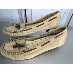 Vintage Dollhouse Y2K Kitten Heel Moccasins Size 9 90s Brown Tan